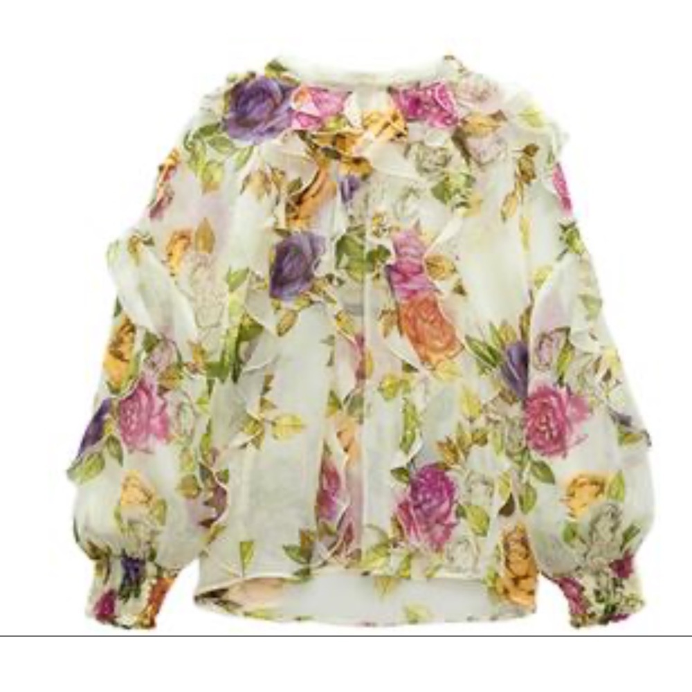 Zara Floral Ruffled Blouse